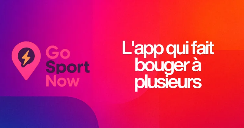 Maquette de l'application mobile GoSportNow montrant l'interface de mise en relation pour sportifs