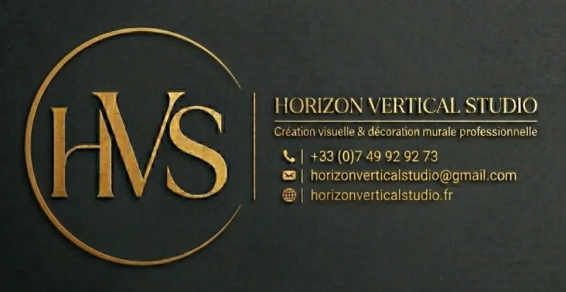Logo Horizon Vertical Studio, studio d'impression murale professionnelle